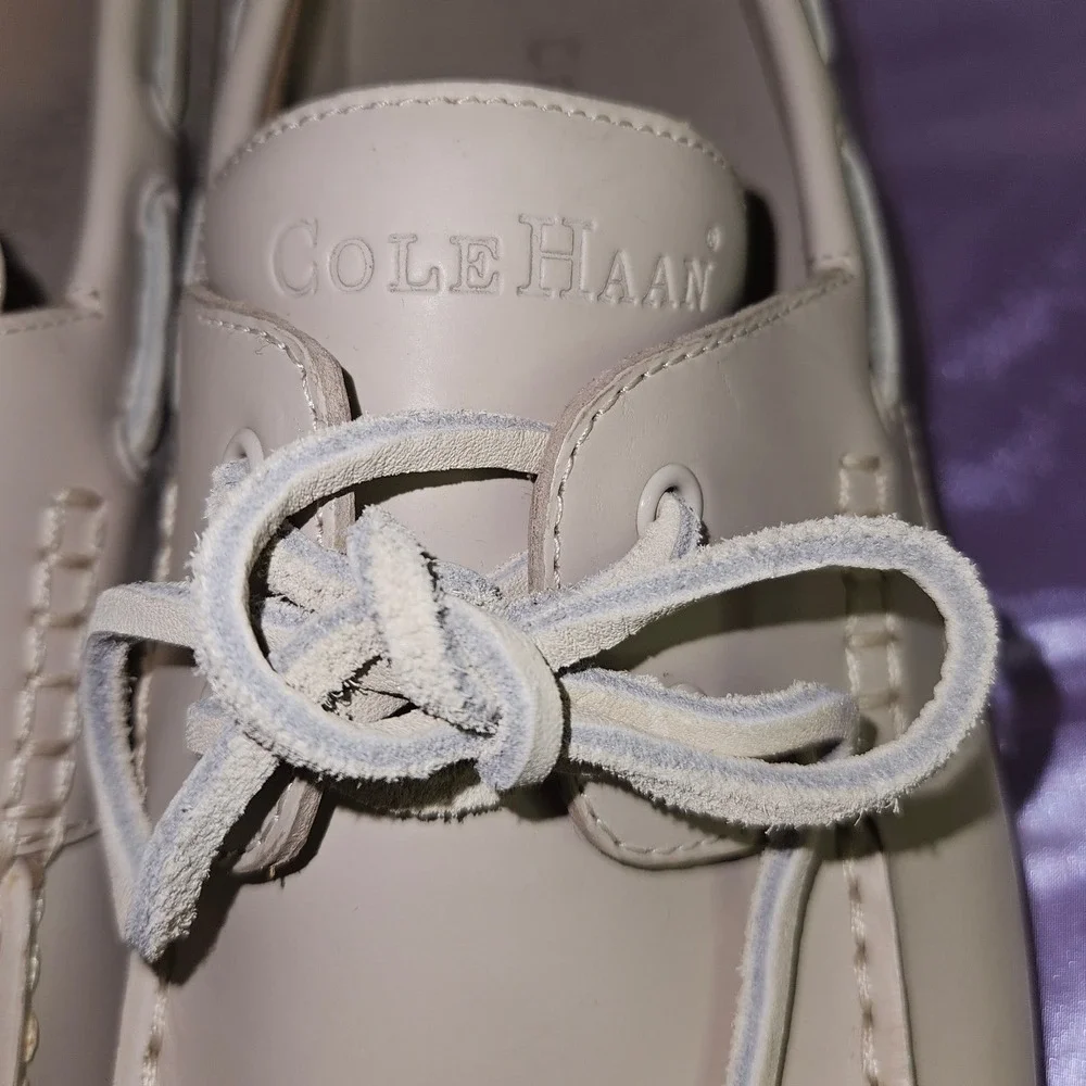 Cole Haan Resort Mens 10.5 M Light Gray Leather Boat Shoes Loafers C00036